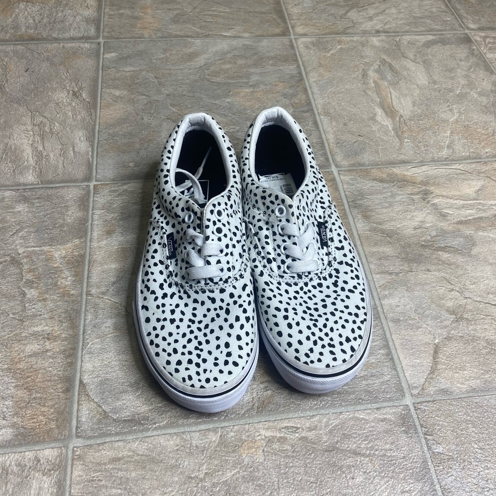 Vans Off The Wall Dalmation Canvas PS Girls Shoe Size 3Y White 508357 NWT